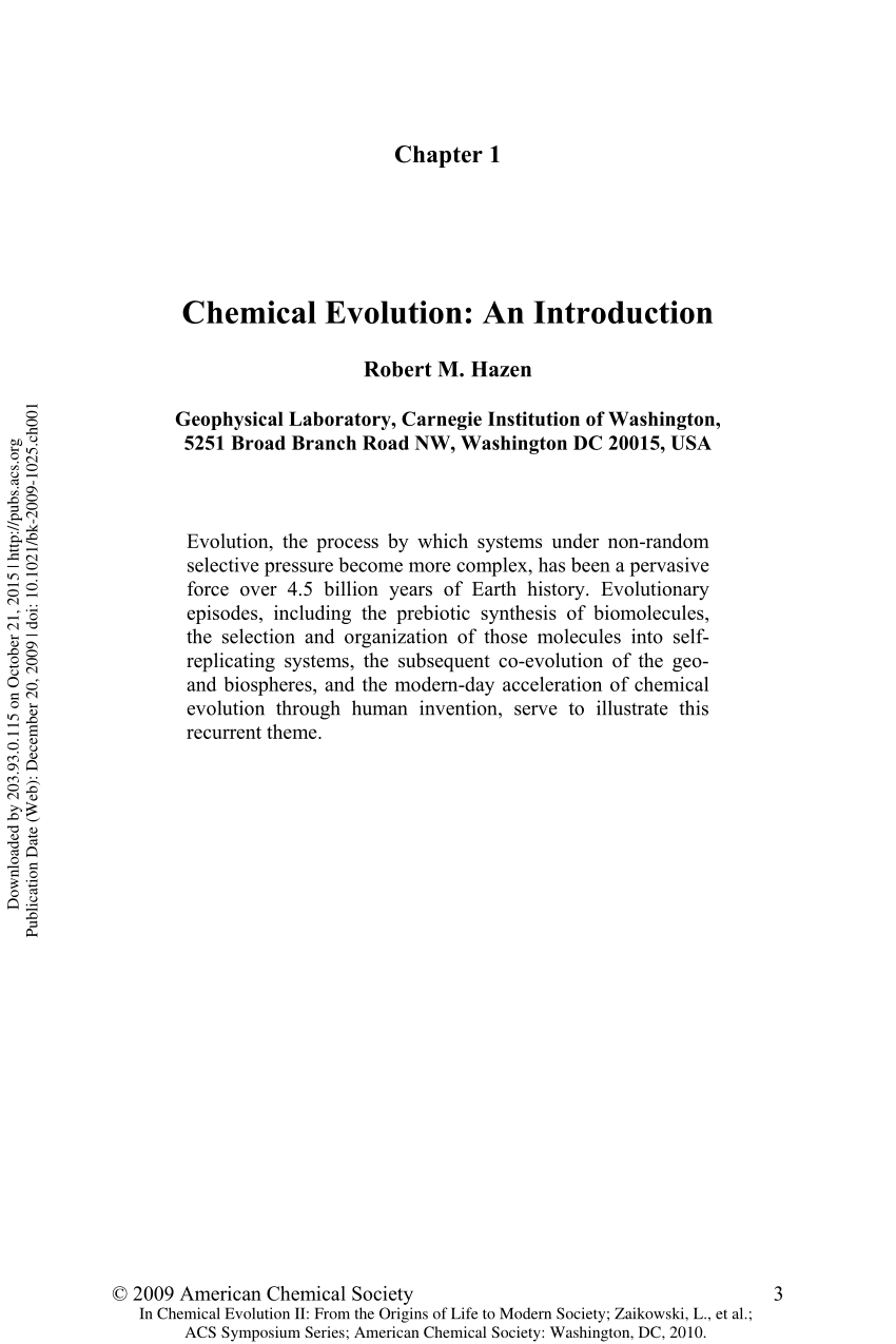 research paper on chemical evolution