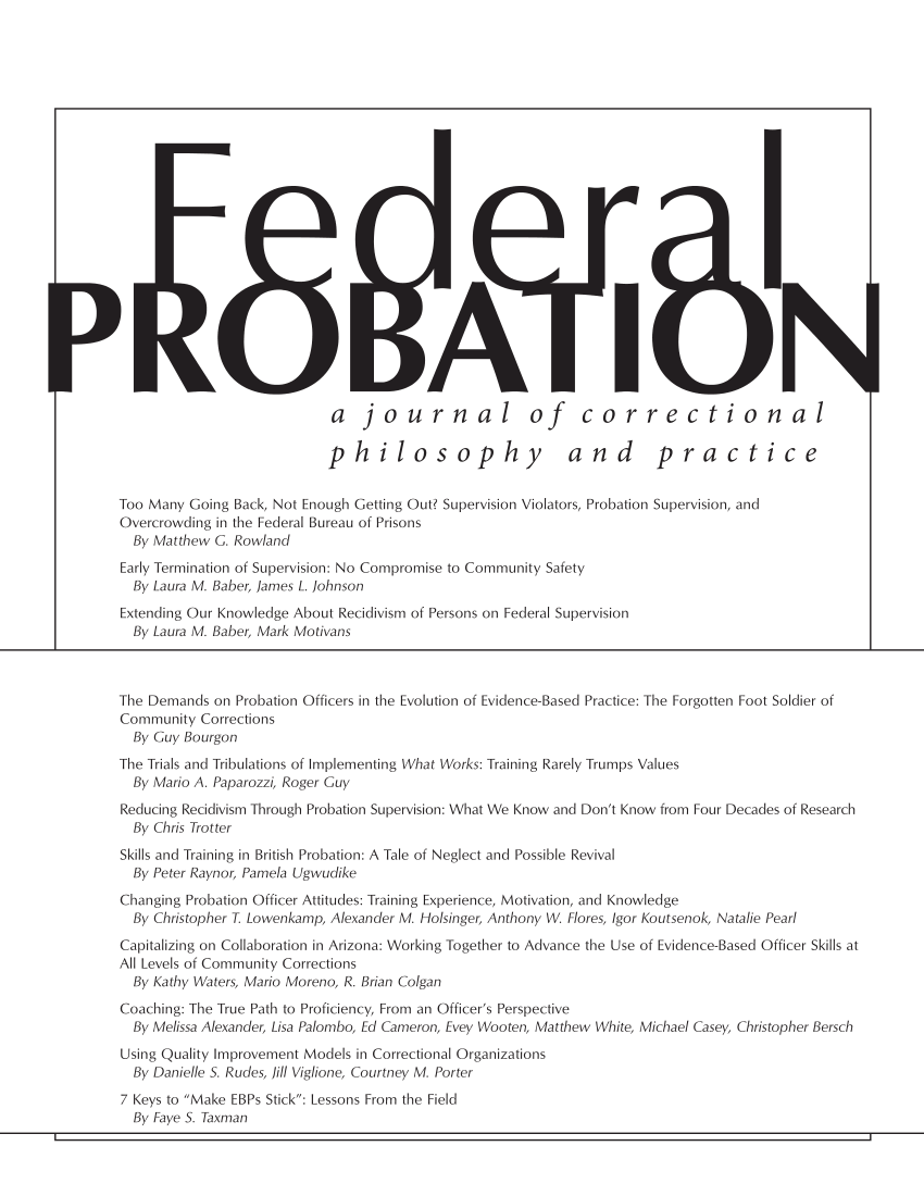 PDF) A Tale of Neglect and Possible Revival. Federal Probation: A Journal Philosophy and