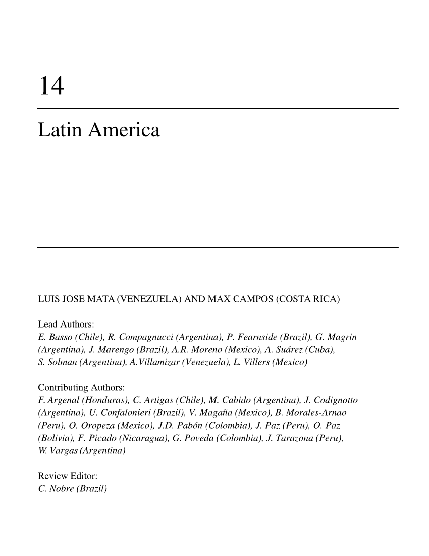 Pdf Latin In America Ipcc Intergovernmental Panel On Climate Change