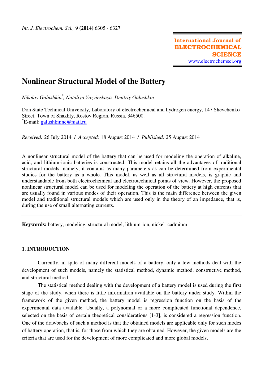 PDF) Nonlinear Structural Model of the Battery