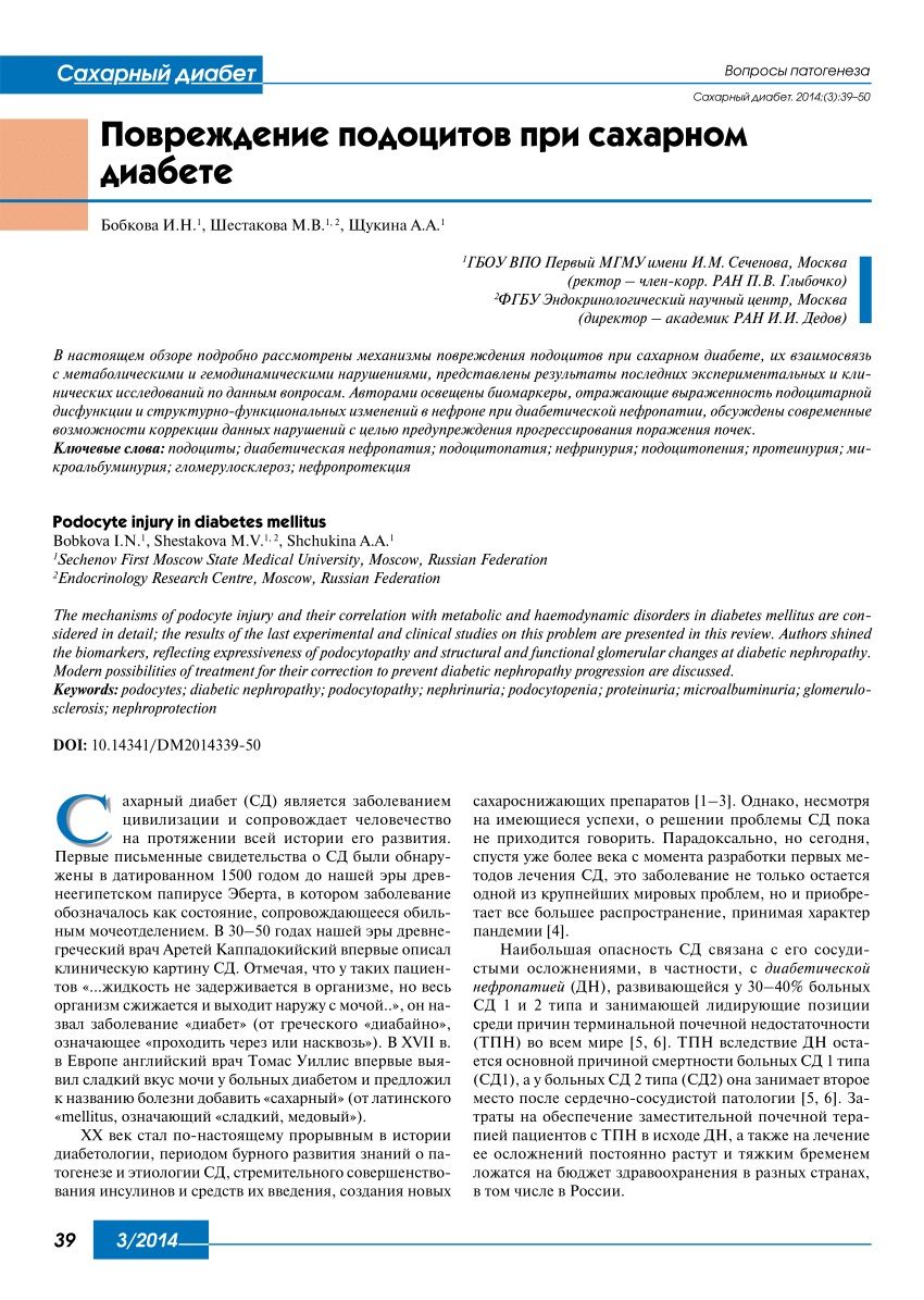 PDF) Podocyte injury in diabetes mellitus