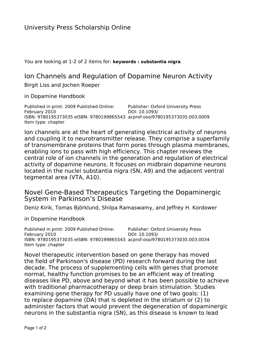 PDF) Ion Channels and Regulation of Dopamine Neuron Activity