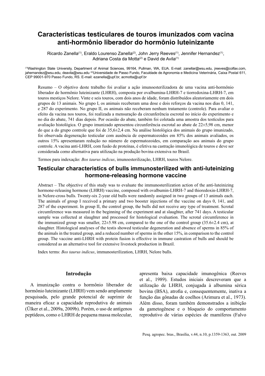 PDF) Testicular characteristics of bulls immunosterilized with anti-luteinizing hormone-releasing hormone vaccine