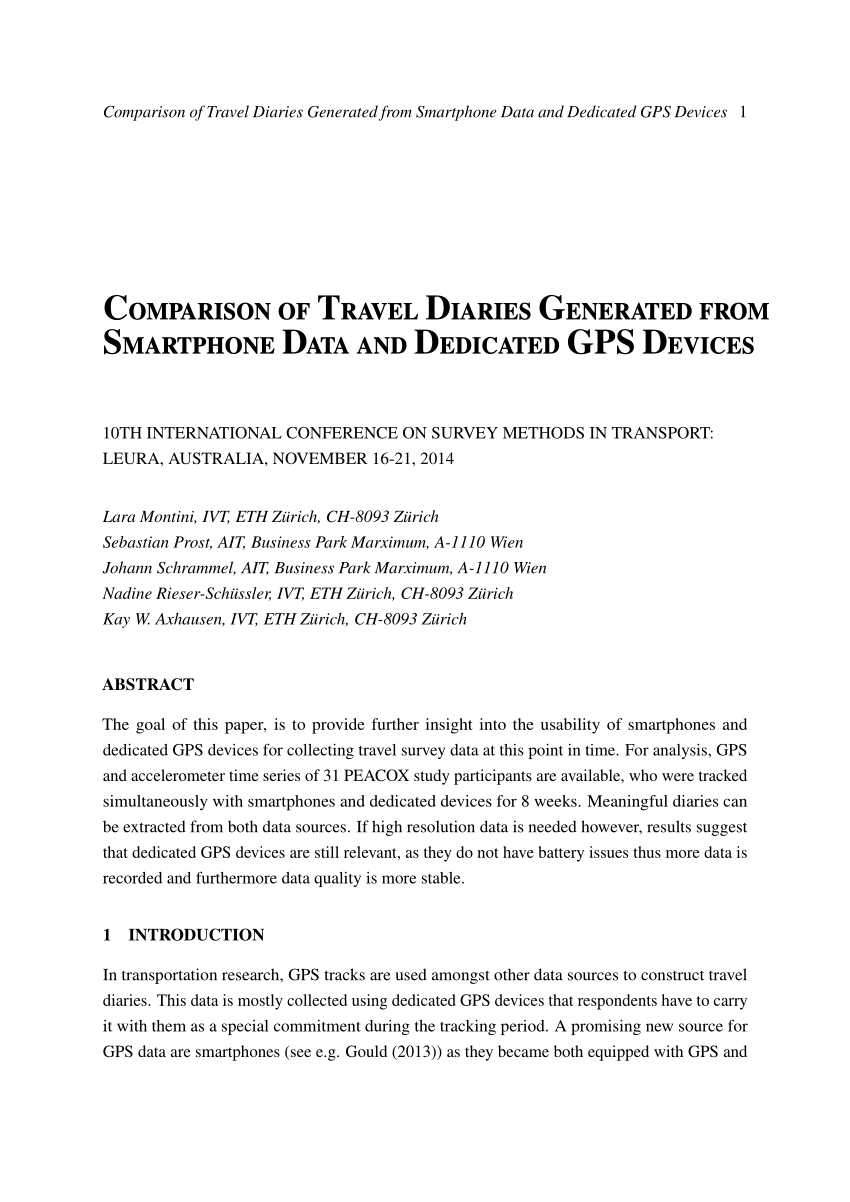 PDF) Comparison of Travel Diaries Generated from Smartphone Data ...