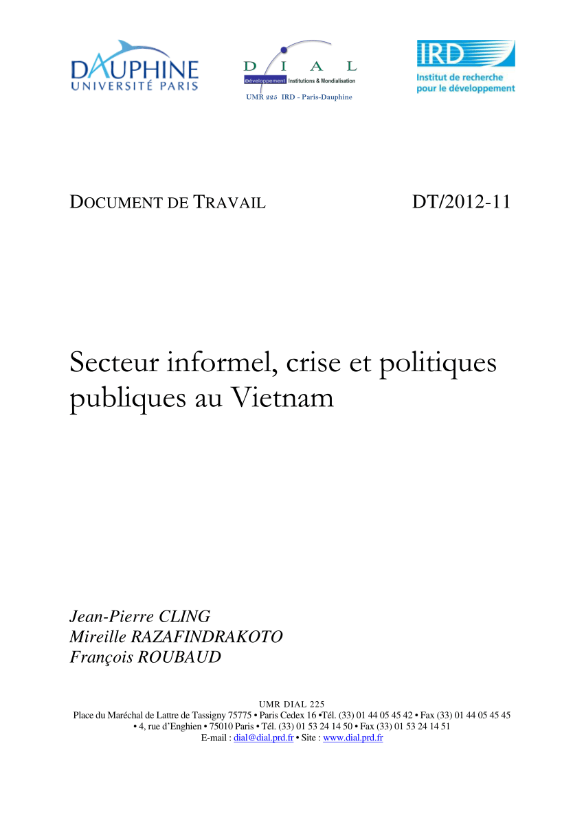 Pdf Secteur Informel Crise Et Politiques Publiques Au Vietnam