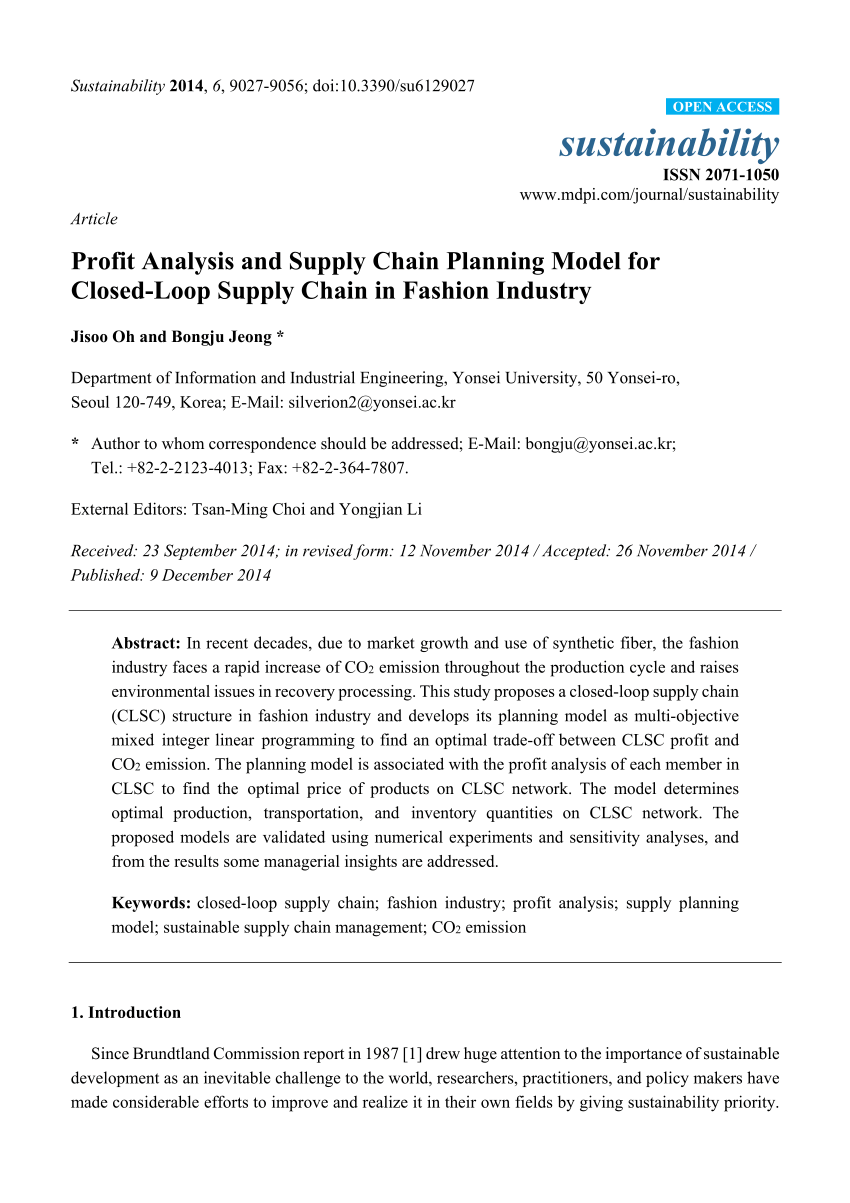 Pdf Profit Analysis And Supply Chain Planning Model For - 