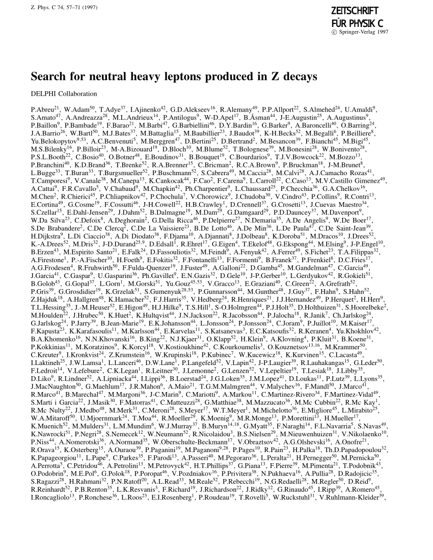 PDF) Search for Neutral Heavy Leptons Produced in Z Decays