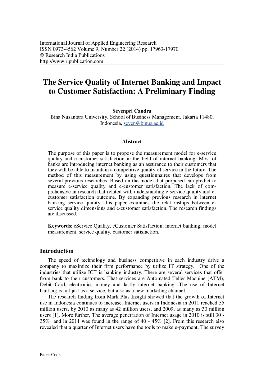 impact of internet banking on customer satisfaction research paper