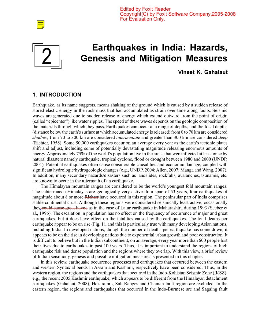 research paper on earthquake in india
