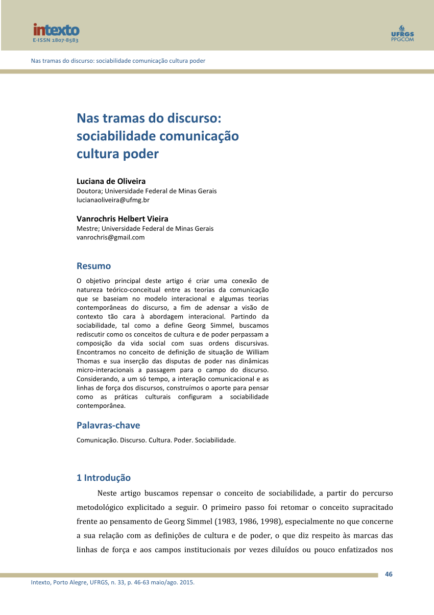 PDF) Matrizes interacionais: a comunicação constrói a sociedade