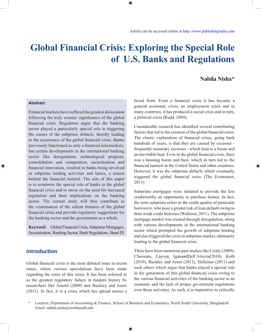 research article on financial crisis