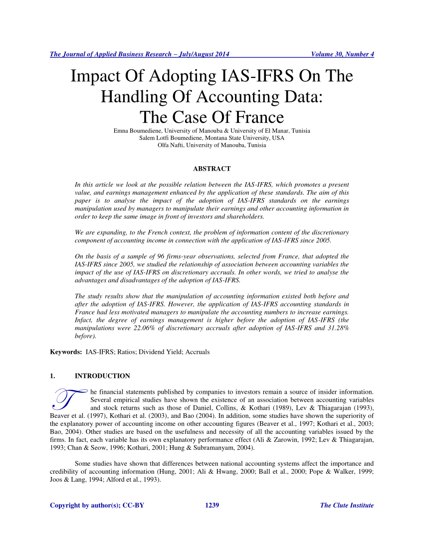 pdf impact of adopting ias ifrs on the handling accounting data case france ant financial statement