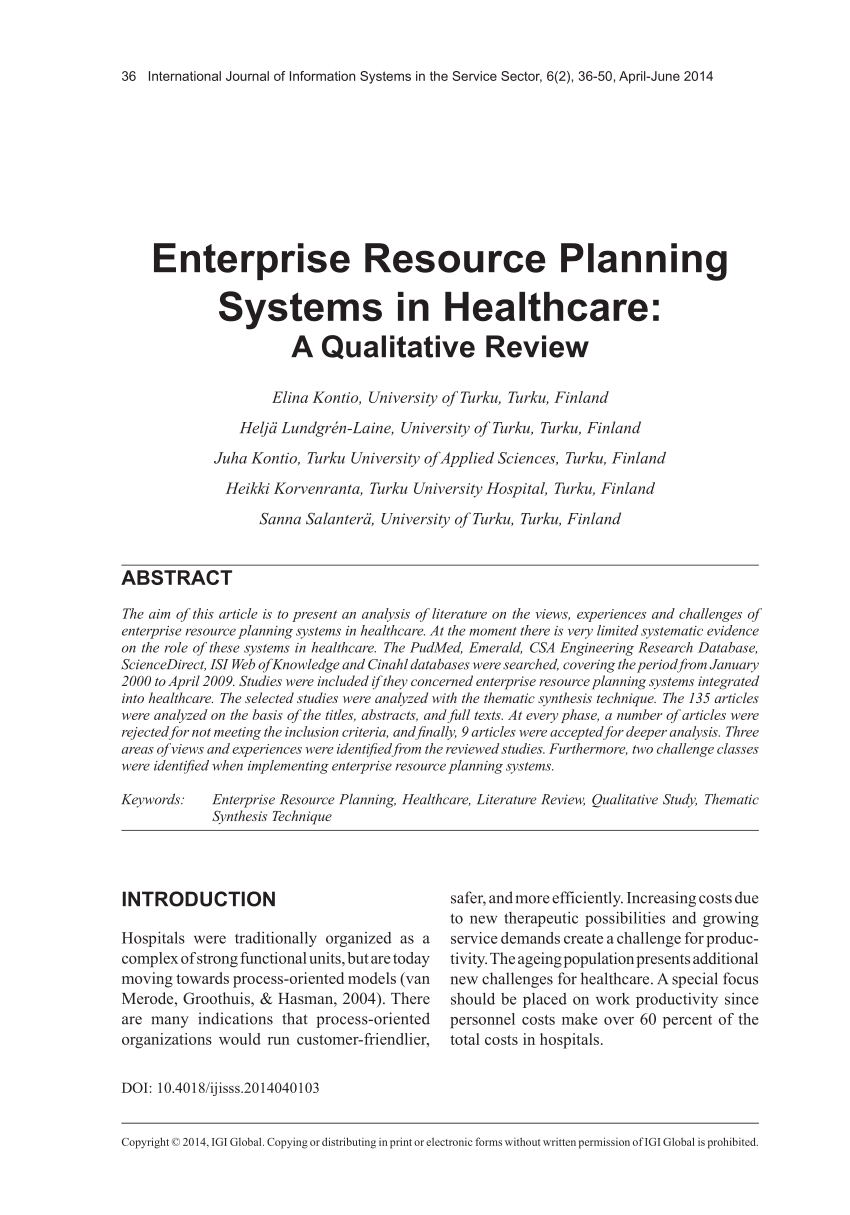 research paper on enterprise resource planning
