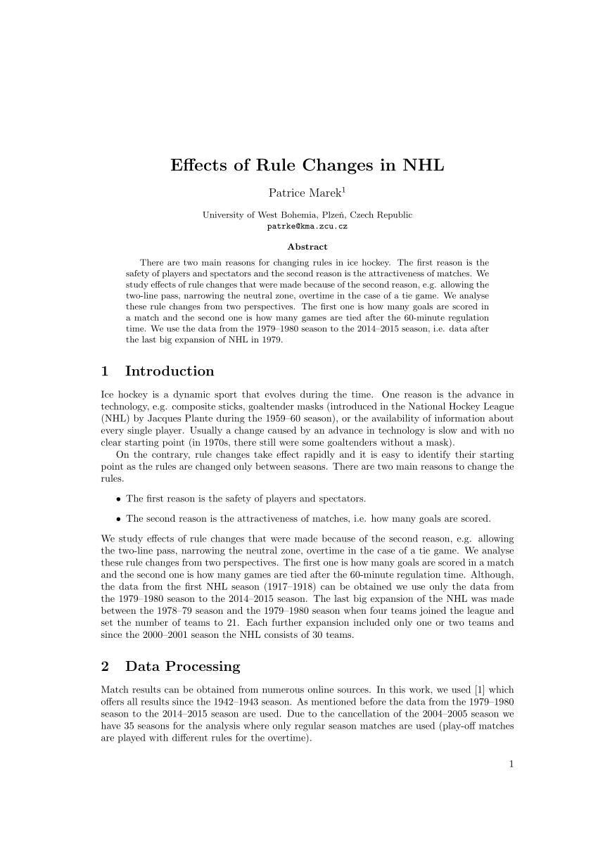 changes in nhl rules