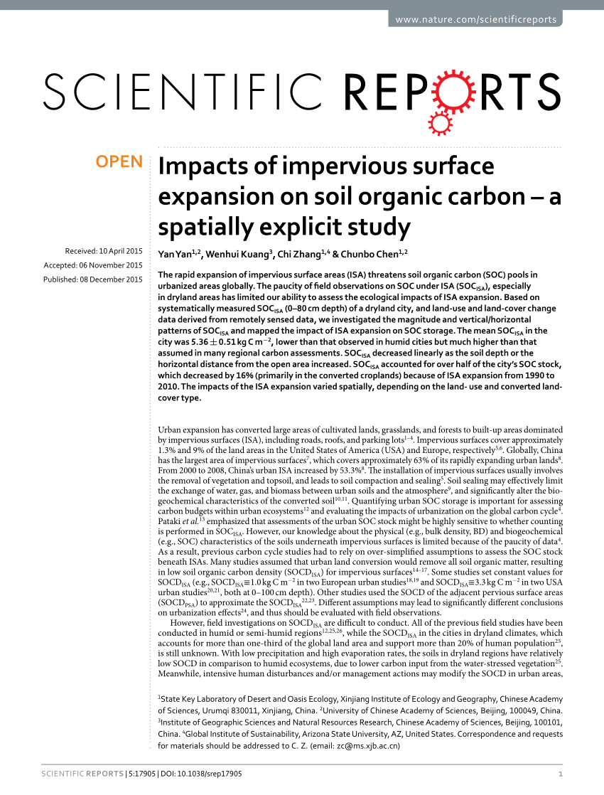 PDF) Impacts of impervious surface expansion on soil organic 
