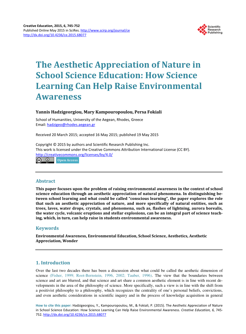 PDF) Aesthetic Appreciation of Nature in School Science Education: How Science Can Help Awareness