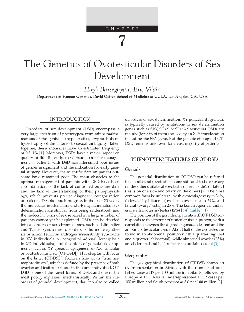 Pdf The Genetics Of Ovotesticular Disorders Of Sex Development 8794