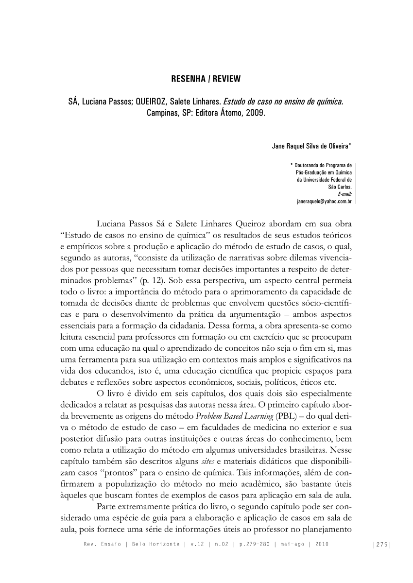 PDF) USO DE VÍDEO AULAS COMO METODOLOGIA ALTERNATIVA PARA O ENSINO DE  QUÍMICA: UM ESTUDO DE CASO