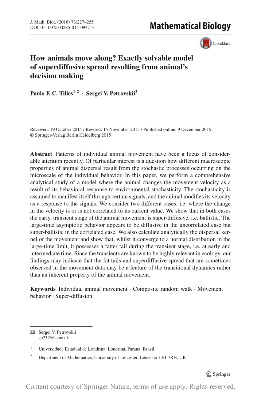 How animals move along? Exactly solvable model of superdiffusive spread