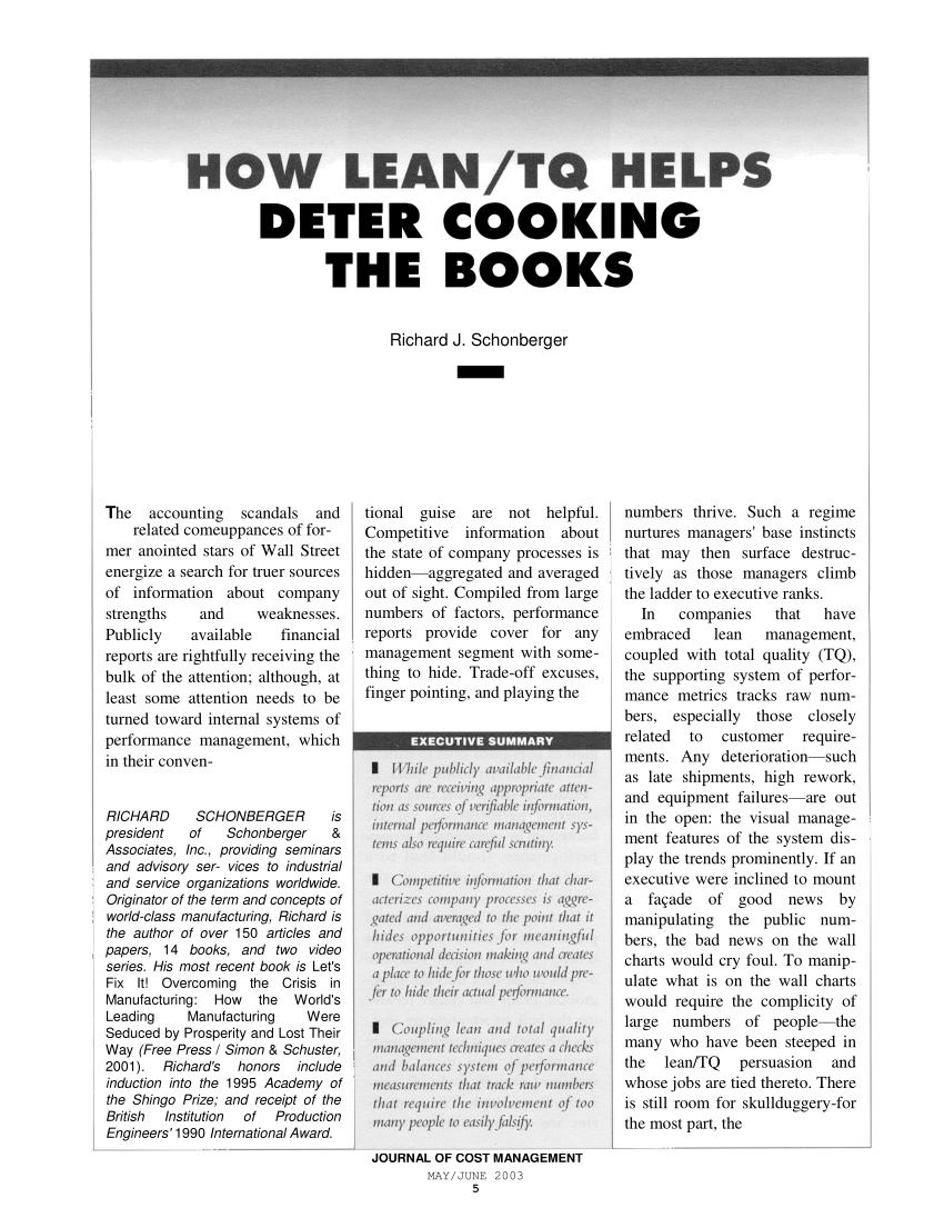 (PDF) How Lean/TQ Helps Deter Cooking the Books