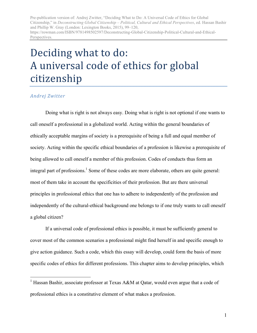 code of citizenship and ethics essay brainly