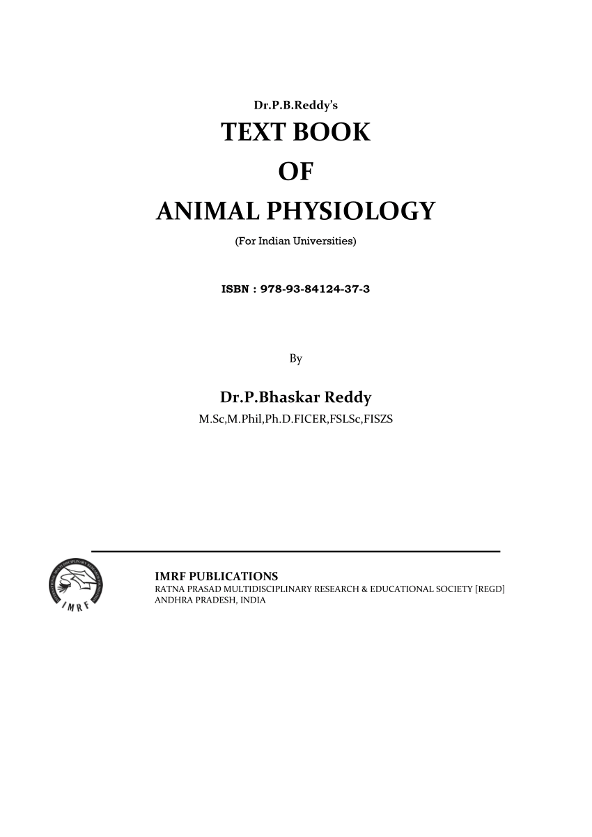 PDF) .Reddy's TEXT BOOK OF ANIMAL PHYSIOLOGY