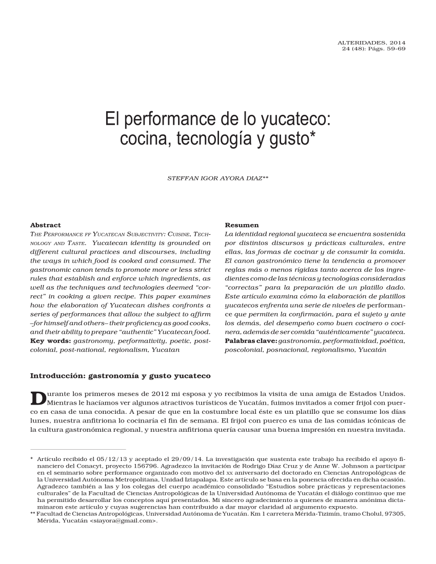 PDF) El performance de lo yucateco: cocina, tecnología y gusto