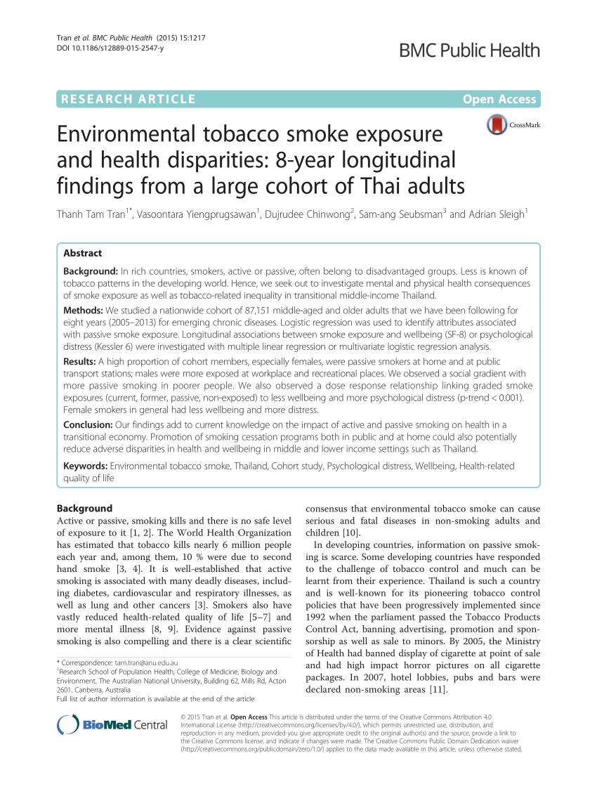 PDF) Environmental tobacco smoke exposure and health disparities ...