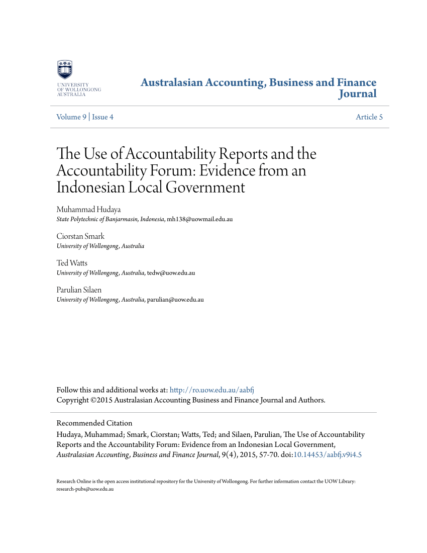 Pdf The Use Of Accountability Reports And The Accountability Forum Evidence From An Indonesian Local Government