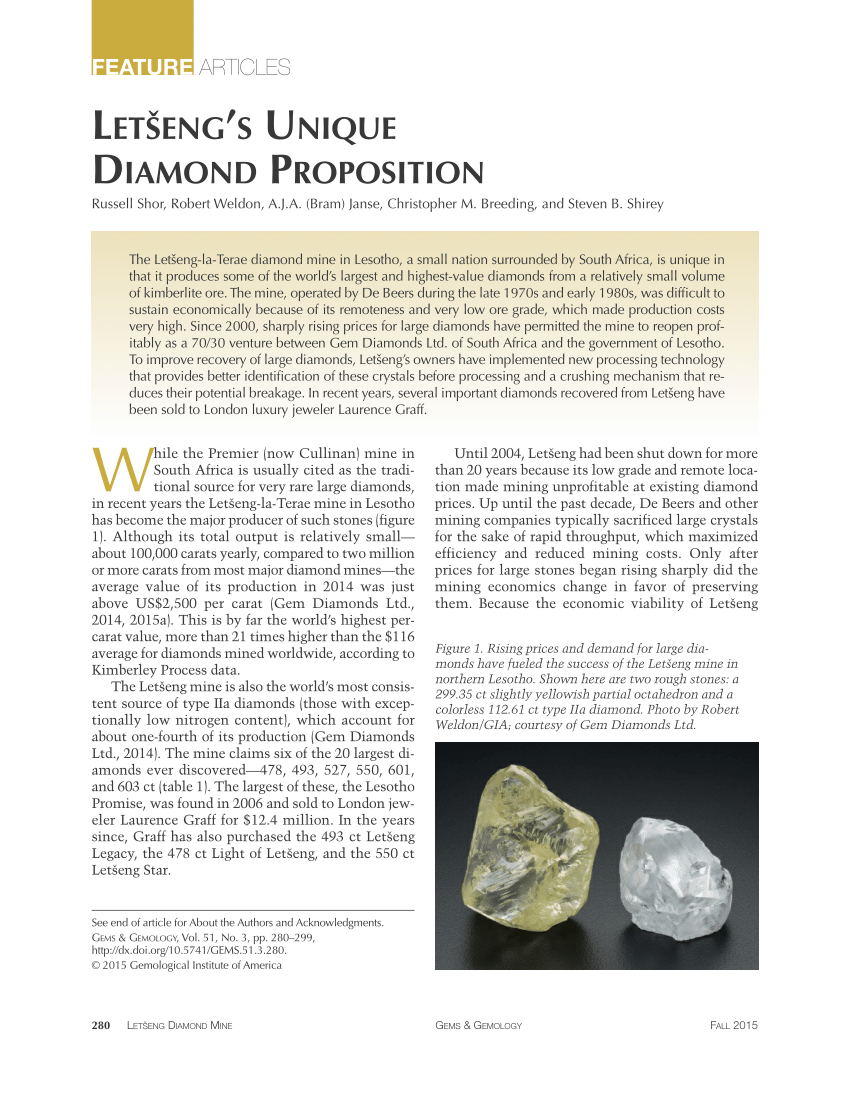 Letšeng's Unique Diamond Proposition