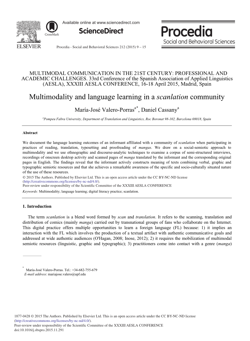 PDF) Multimodality and Language Learning in a Scanlation Community