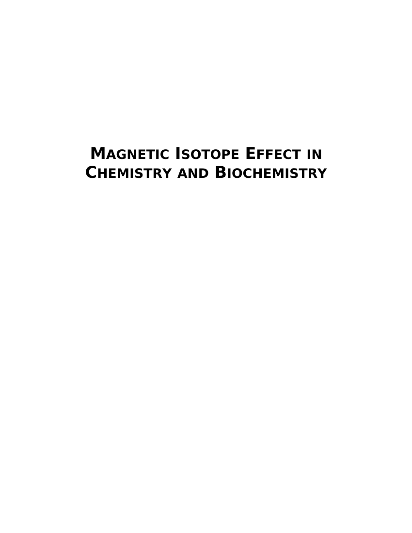 Magnetic Isotope Effect in Chemistry and Biochemistry Hardcover by Buchachen... 