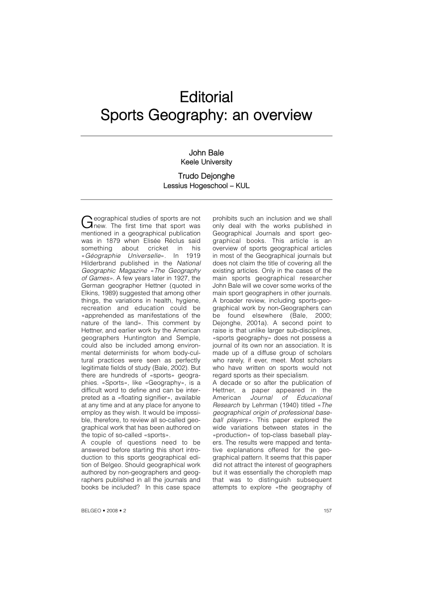 (PDF) Sports geography: An overview