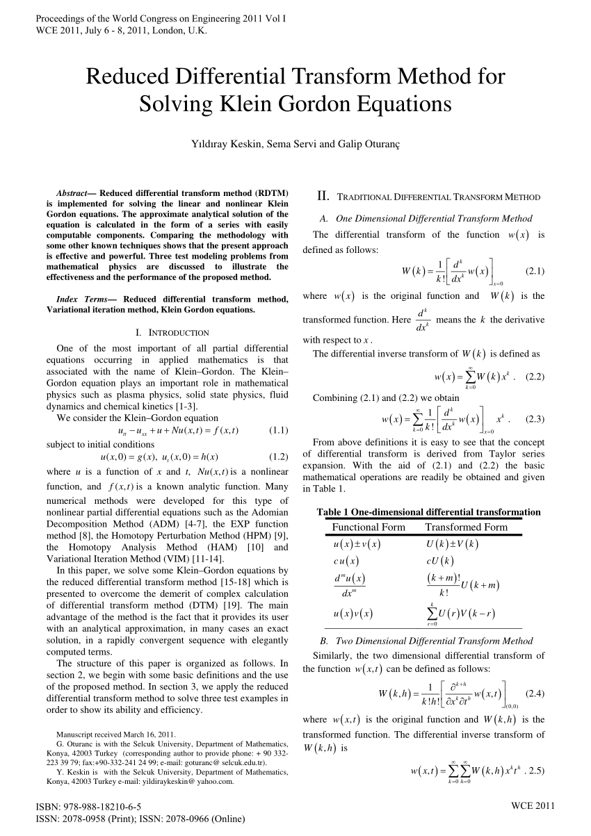 differential transform method thesis