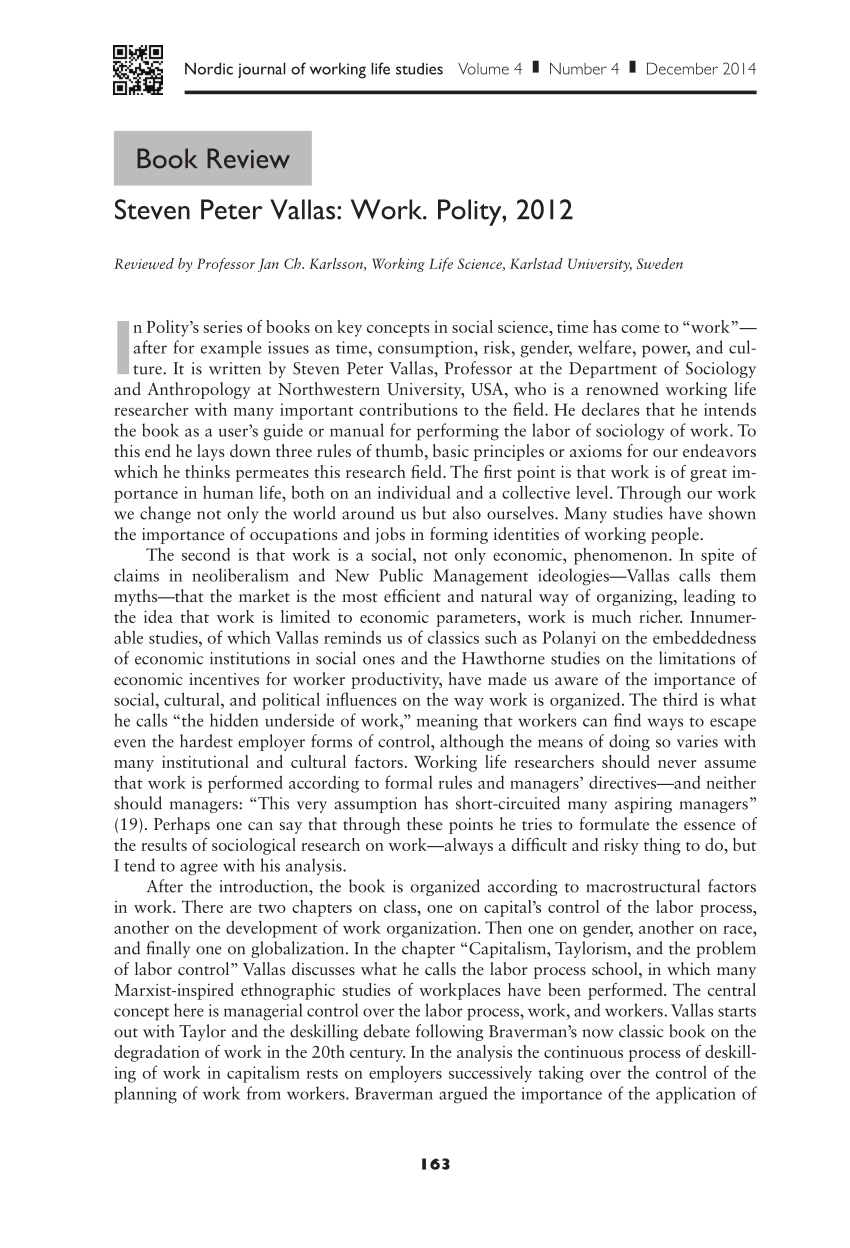 PDF) Steven Peter Vallas: Work. Polity, 2012