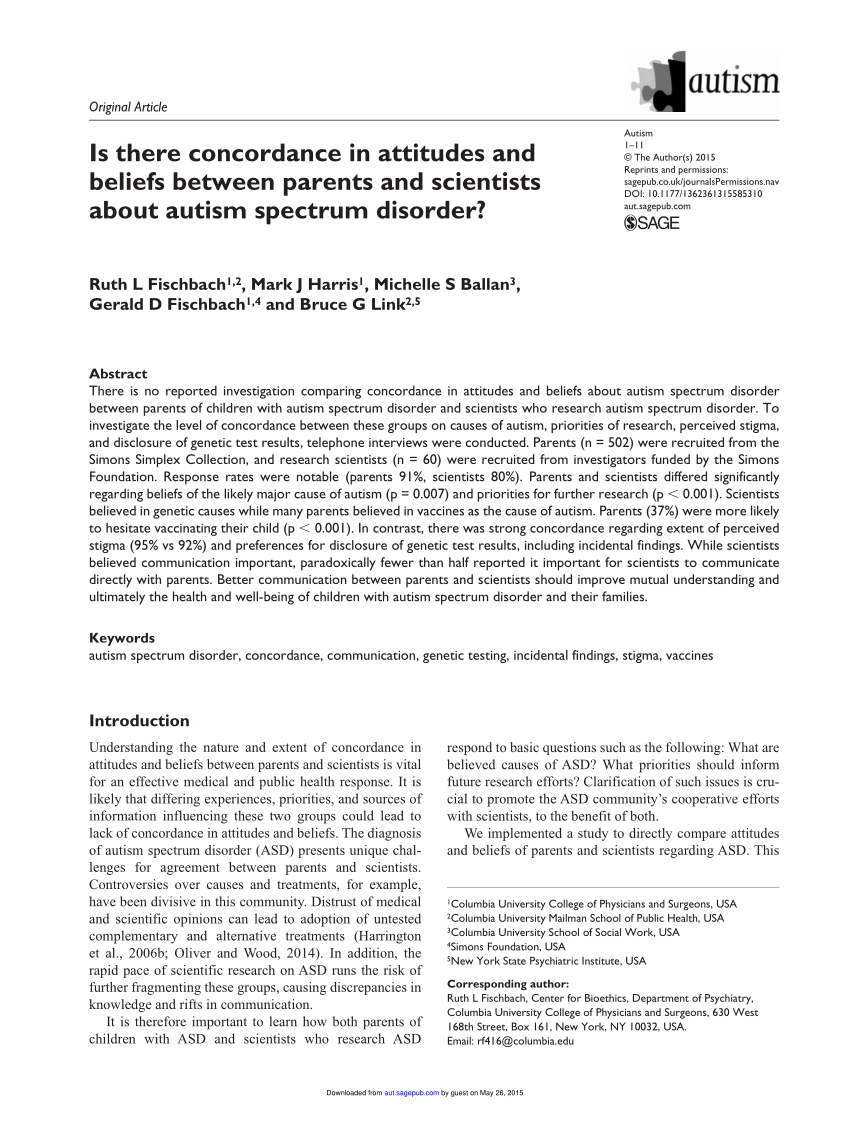 Pdf Understanding The Experience Of Stigma For Parents Of Children With Autism Spectrum Disorder And The Role Stigma Plays In Families Lives