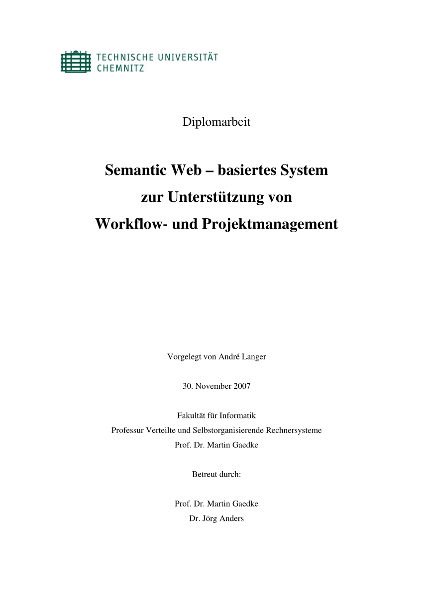 PDF SemProj Ein Semantic Web – basiertes System zur Unterstützung von Workflow und Projektmanagement