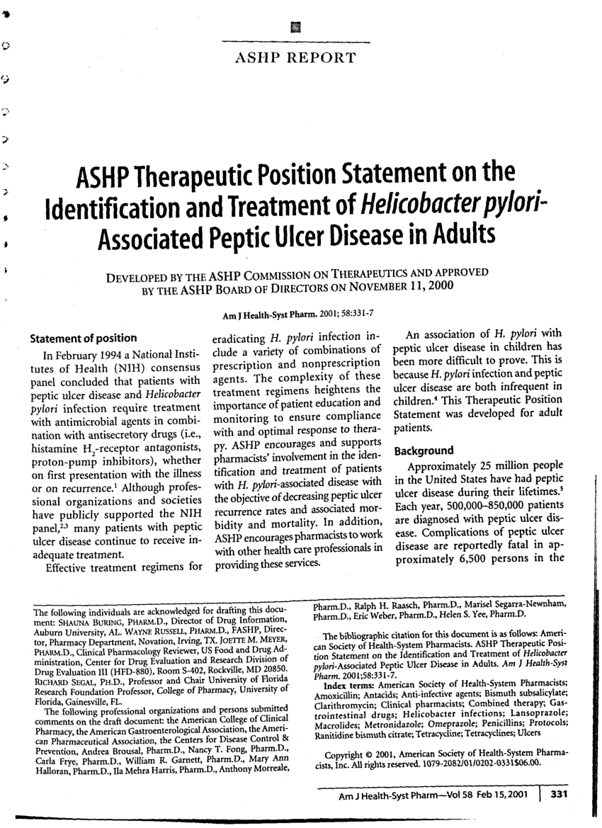 (PDF) ASHP Therapeutic Position Statement on the Identification and