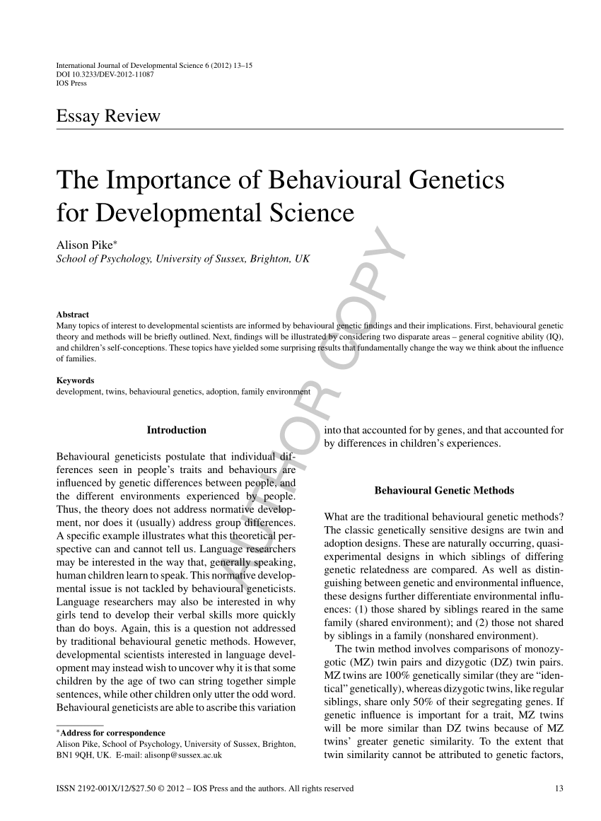 behavioural genetics research papers