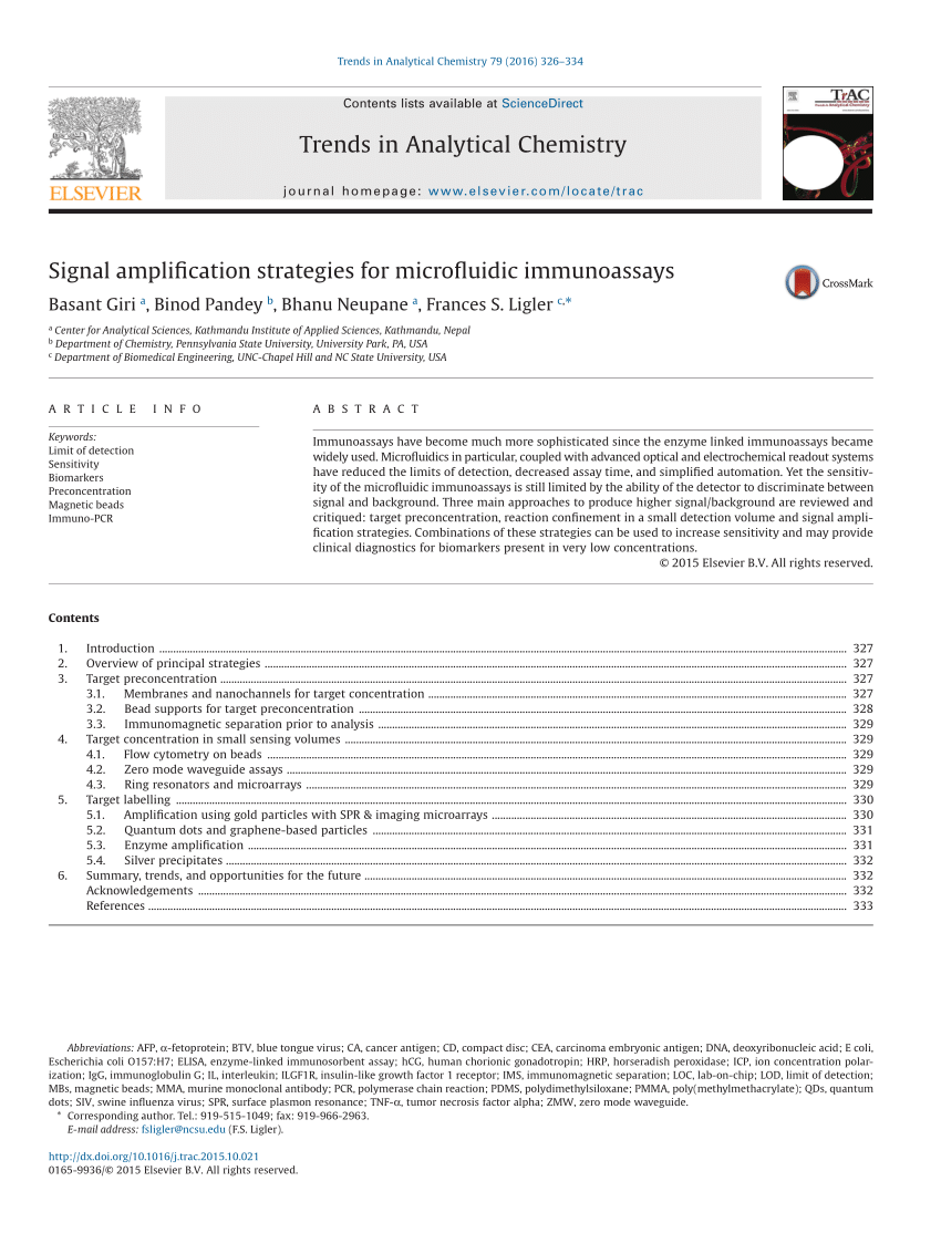 PDF) Signal amplification strategies for microfluidic immunoassays