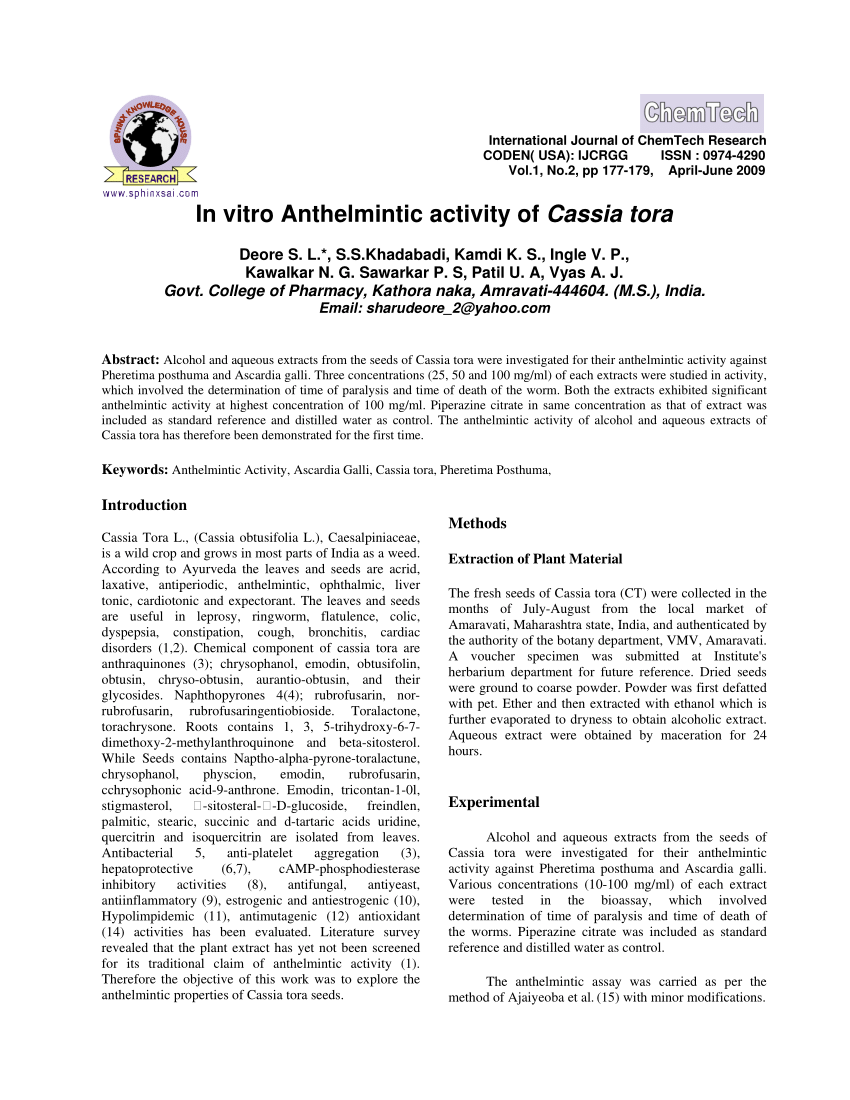 anthelmintic activity methods