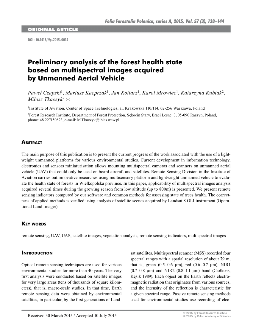 PDF) Preliminary analysis of the forest health state based on ...