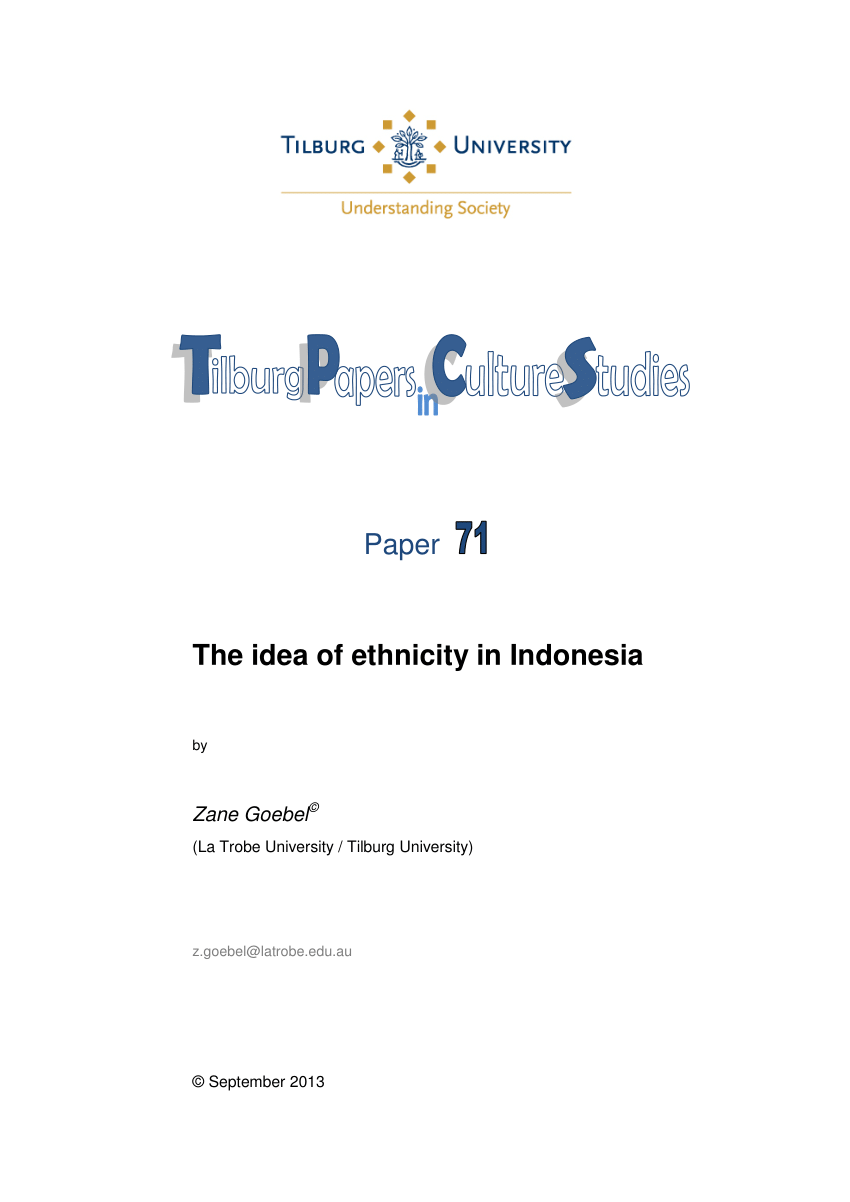 Pdf The Idea Of Ethnicity In Indonesia