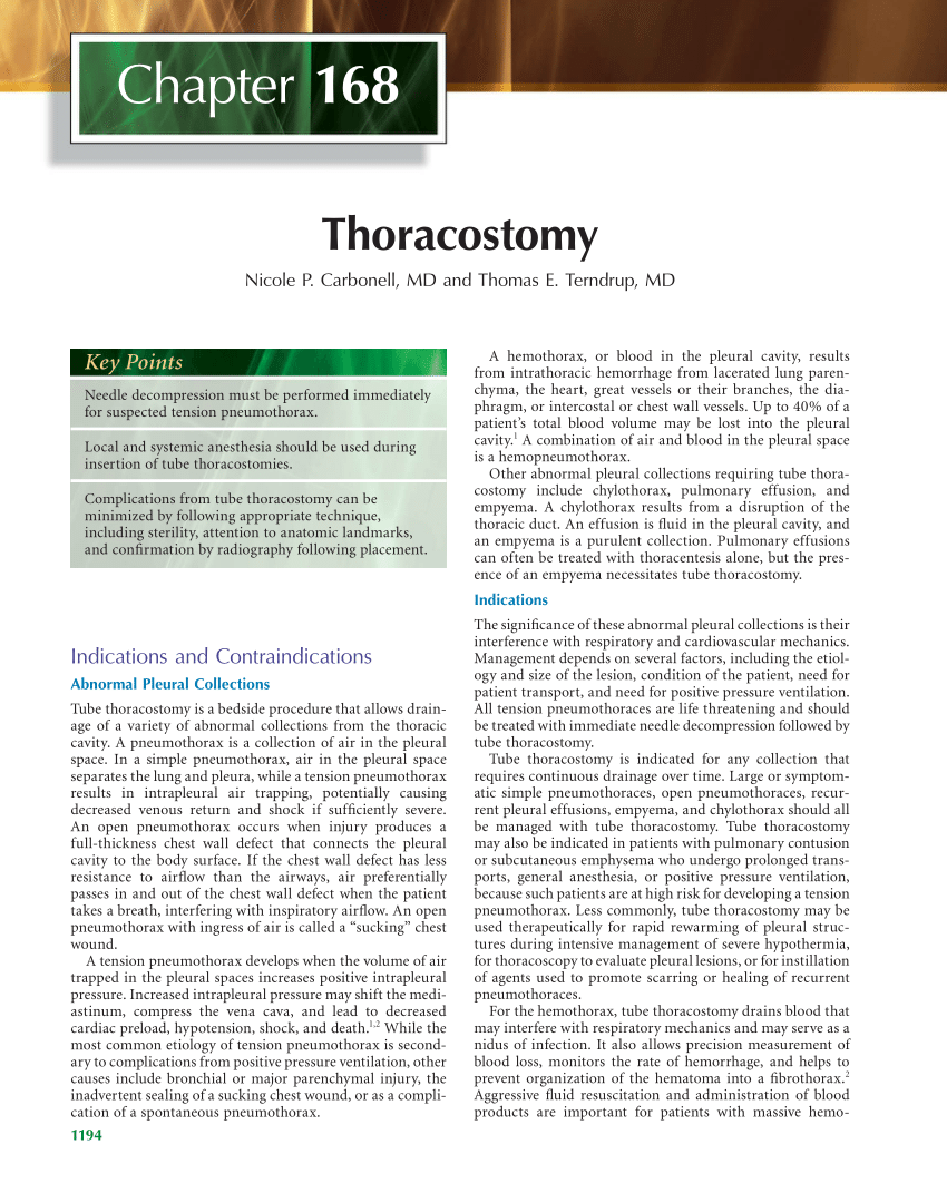 Pdf Tube Thoracostomy And Needle Decompression Of The Chest