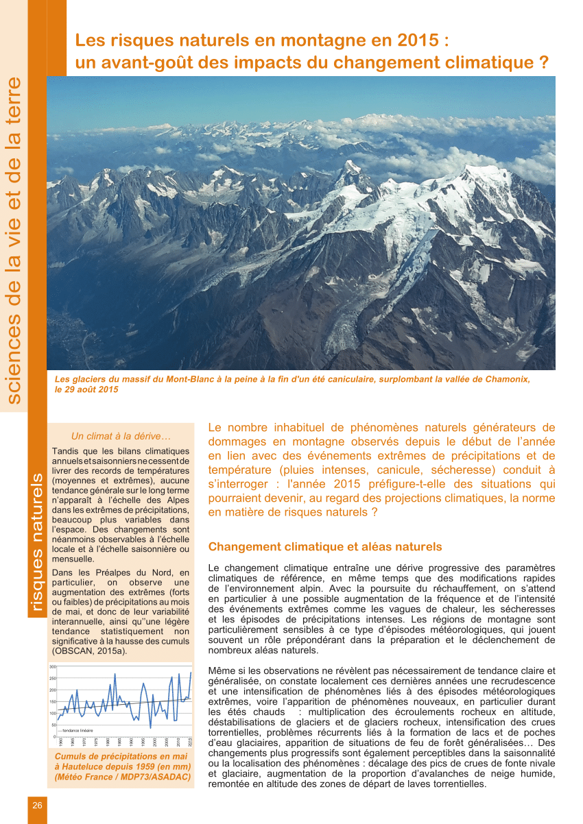 Pdf Les Risques Naturels En Montagne En 2015 Un Avant