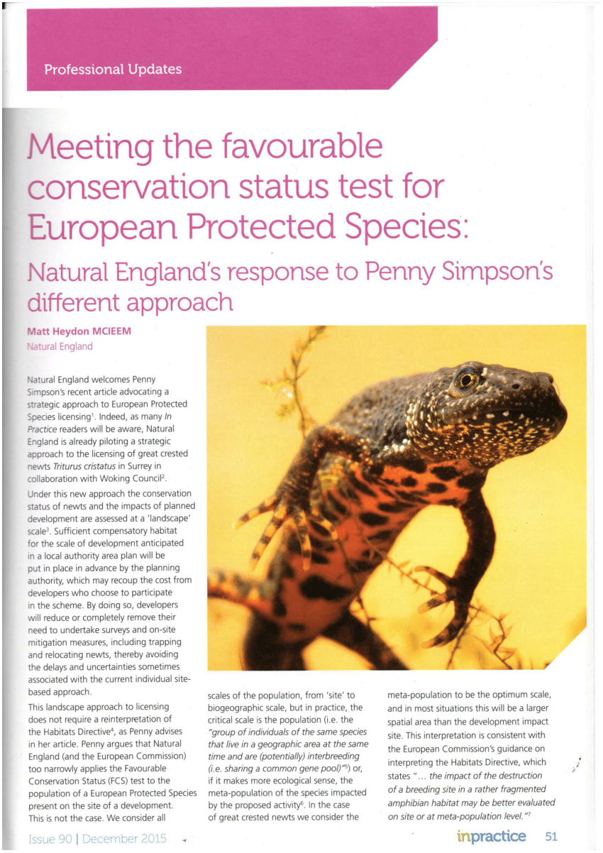 (PDF) Meeting the favourable conservation status test for European