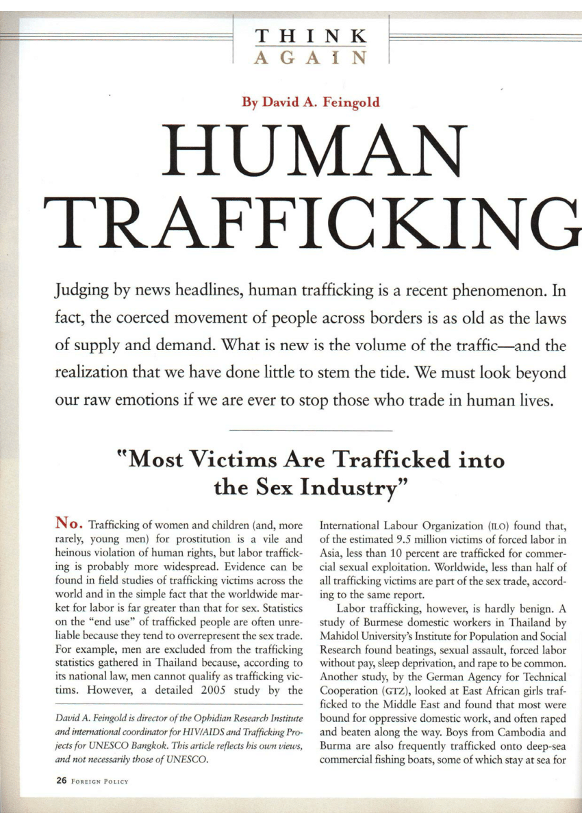 scholarly articles human trafficking