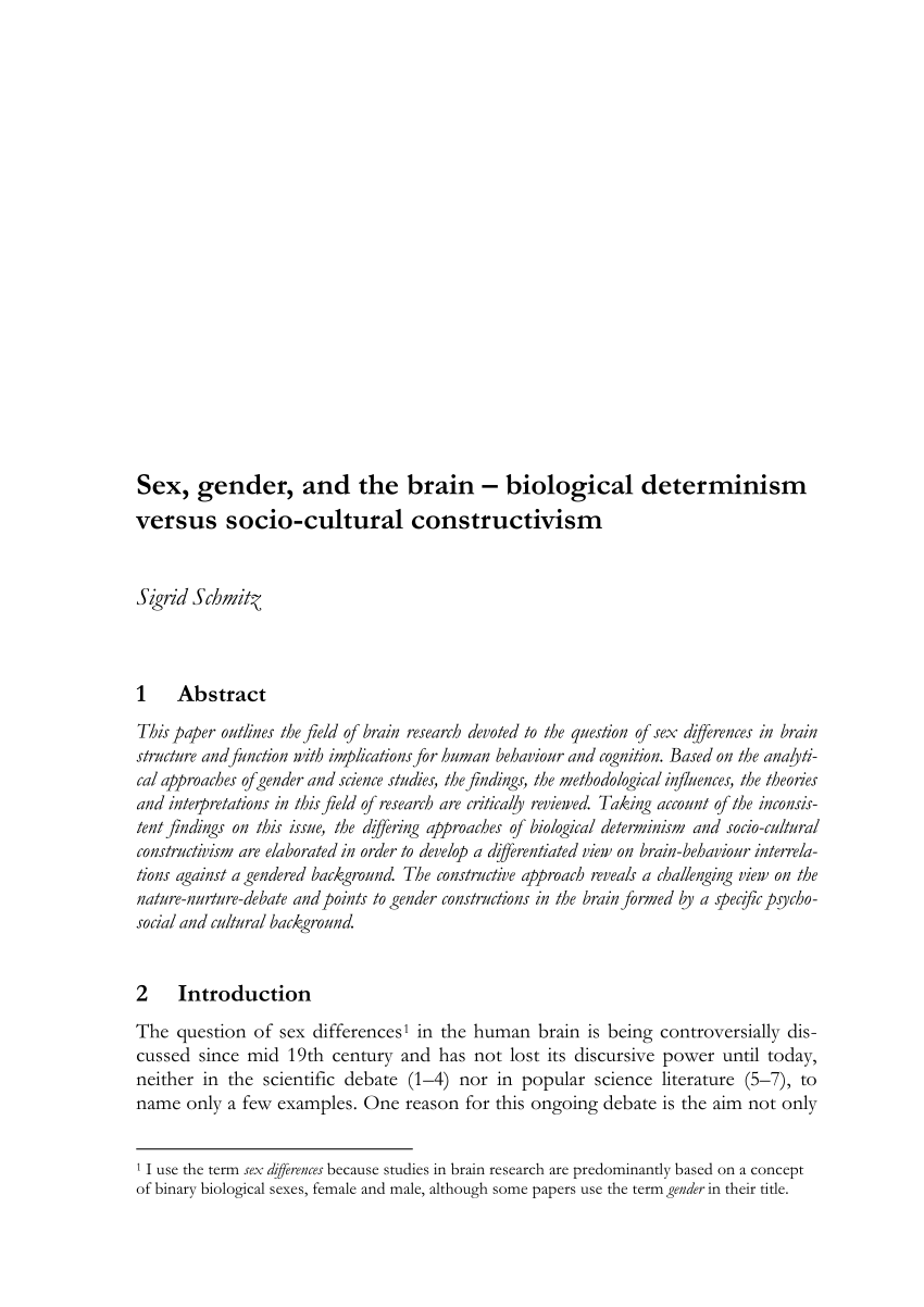 Pdf Sex Gender And The Brain Biological Determinism Versus Socio Cultural Constructivism 9525