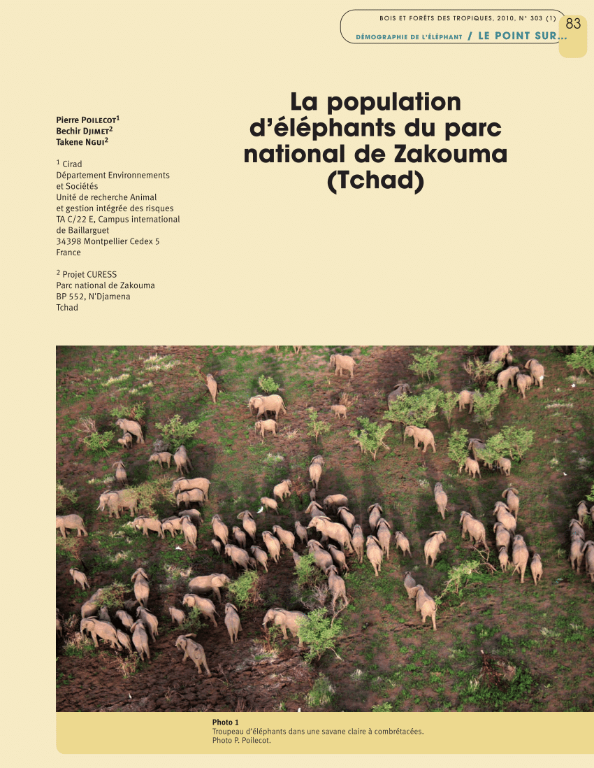(PDF) The elephant population in Zakouma National Park - Chad