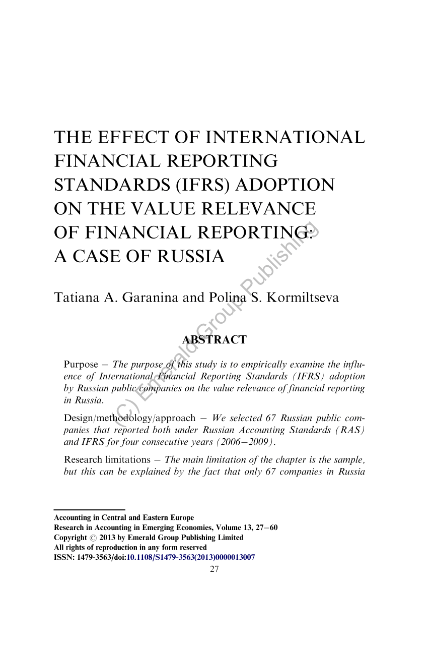 PDF) The effect of international financial reporting standards